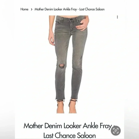 MOTHER The Looker Ankle Fray  women jeans, last chance saloon in grey, Revolve - Picture 1 of 16